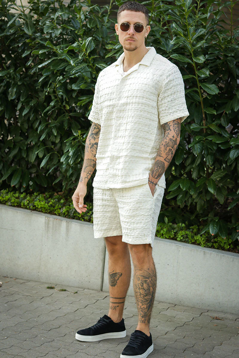 ONLY & SONS Braddock Regular Waffle Shorts Egret - Image 2