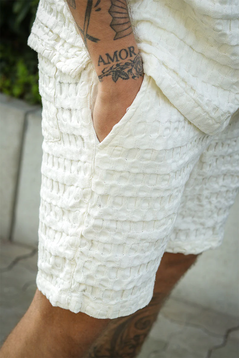 ONLY & SONS Braddock Regular Waffle Shorts Egret - Image 3
