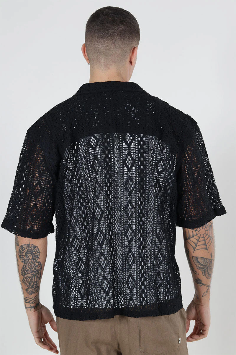 ONLY & SONS Novak Relax Resort SS Lace Shirt Black - Image 3