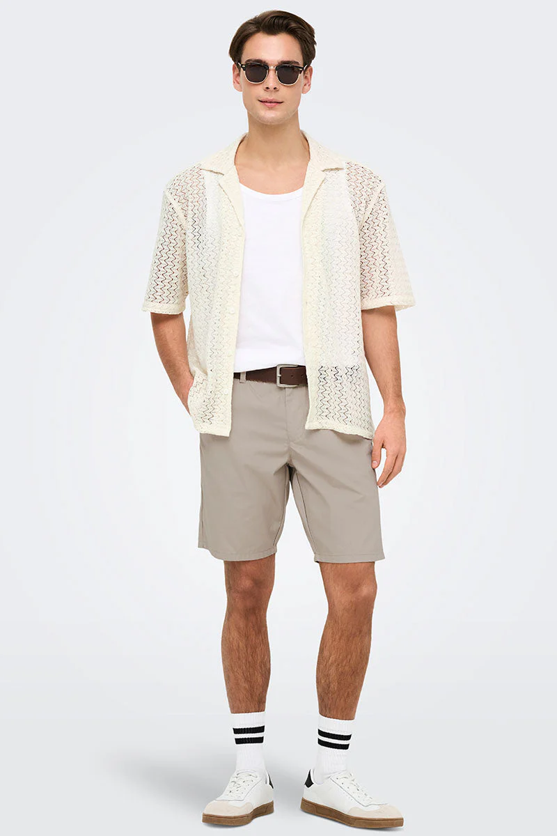 ONLY & SONS Novak Relax Resort SS Zigzag Shirt Egret - Image 2