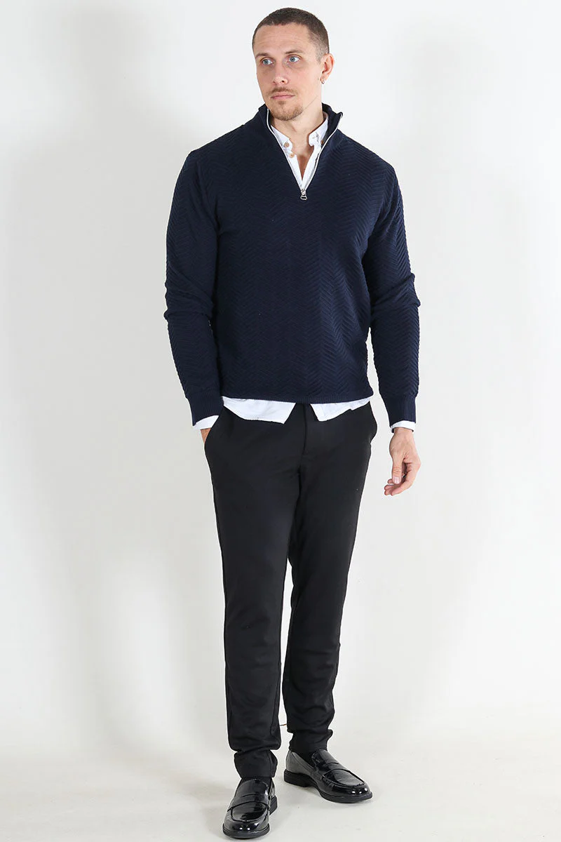 Kronstadt Carlo Cotton half zip knit Sky Captain - Image 2