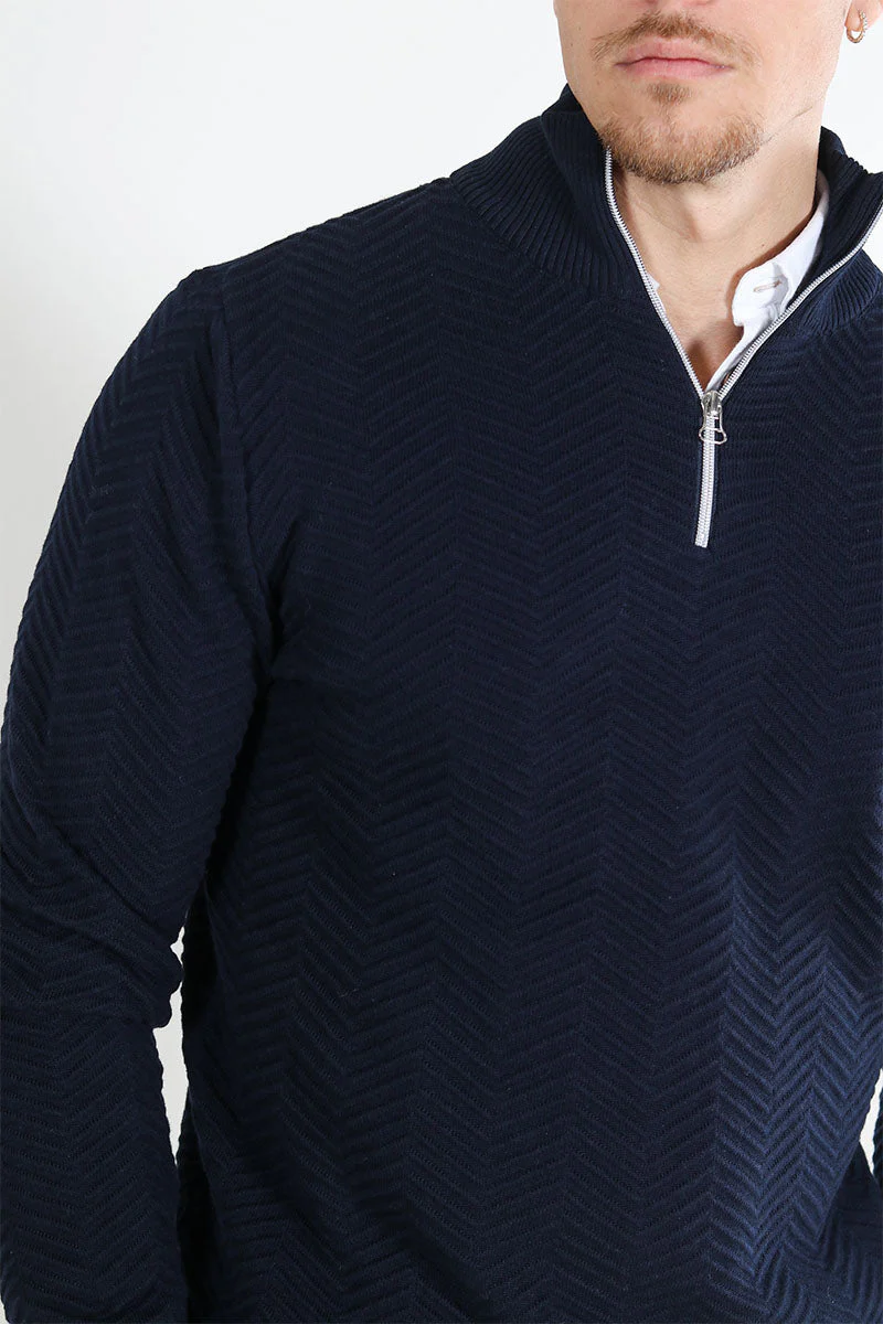 Kronstadt Carlo Cotton half zip knit Sky Captain - Image 3