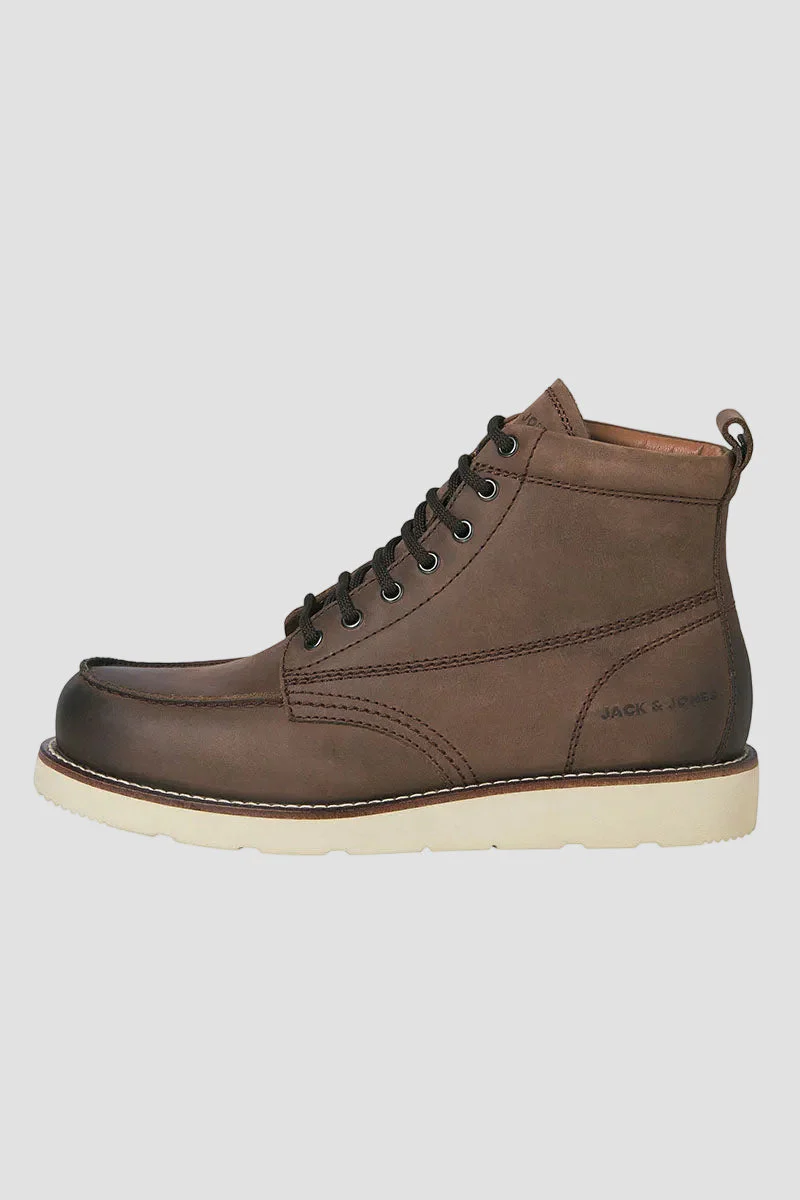 Jack & Jones Toronto Leather Boots Brown Stone