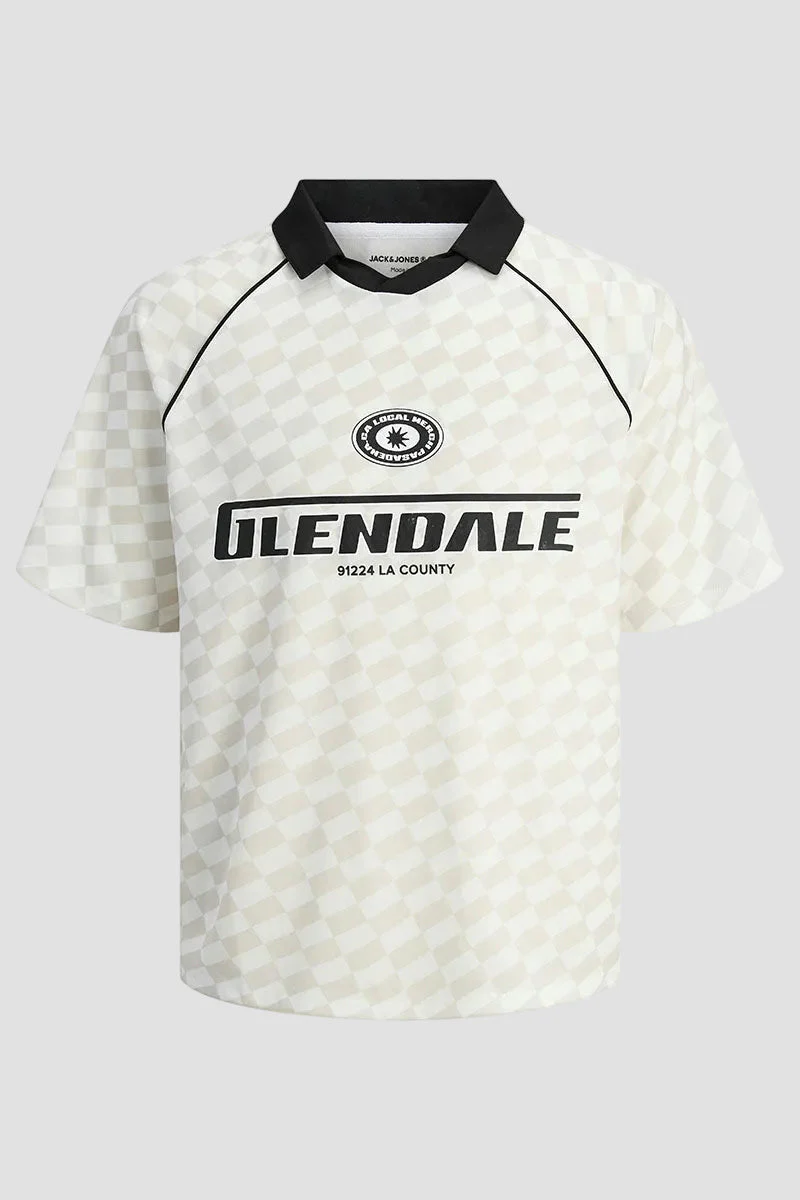 Jack & Jones Retreat AOP Mesh Open Collar Polo SS Cloud Dancer - Image 7
