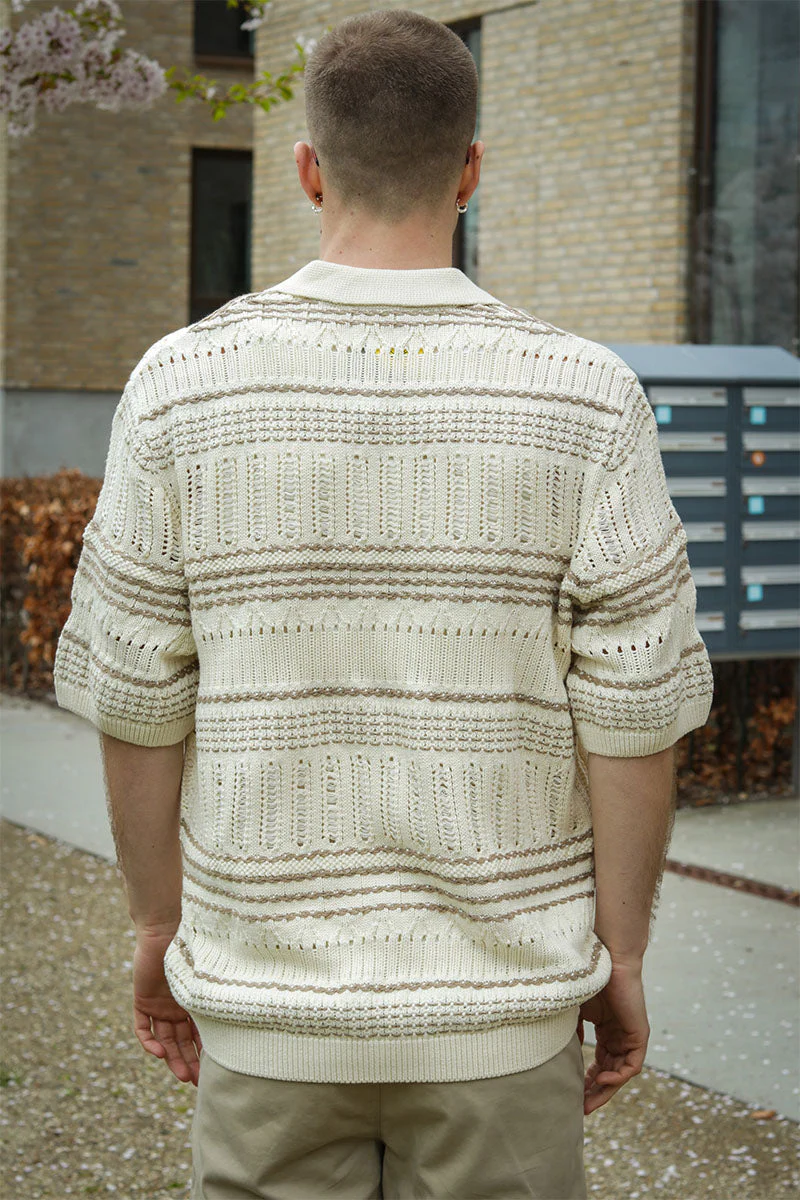 ONLY & SONS Karlos Relaxed Fit SS Resort Knit Polo Vanilla Ice - Image 4