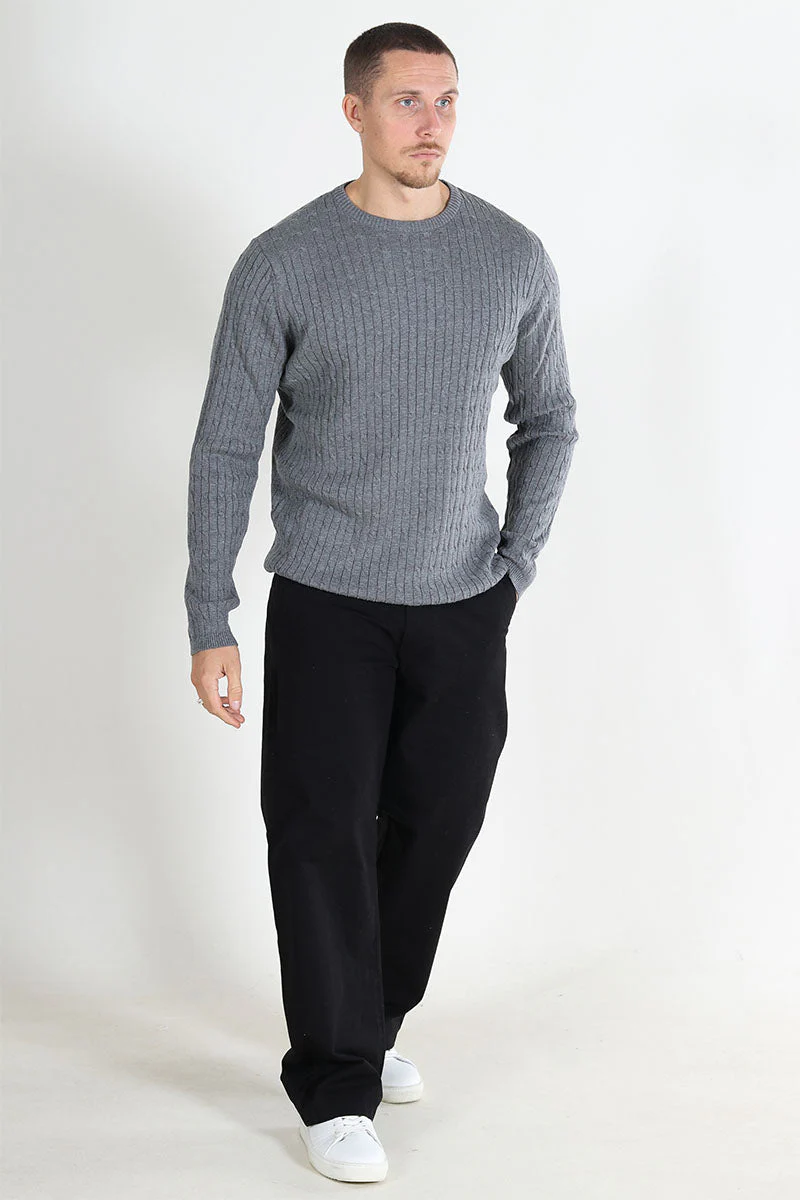 Kronstadt Cable Cotton Knit Lt Grey Mix - Image 2