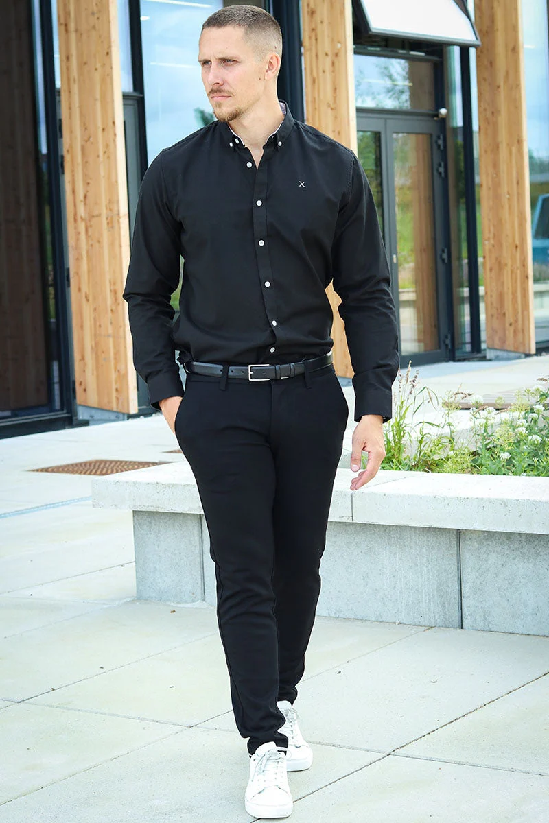 Clean Cut Copenhagen Oxford Stretch Plain L/S Black - Image 2