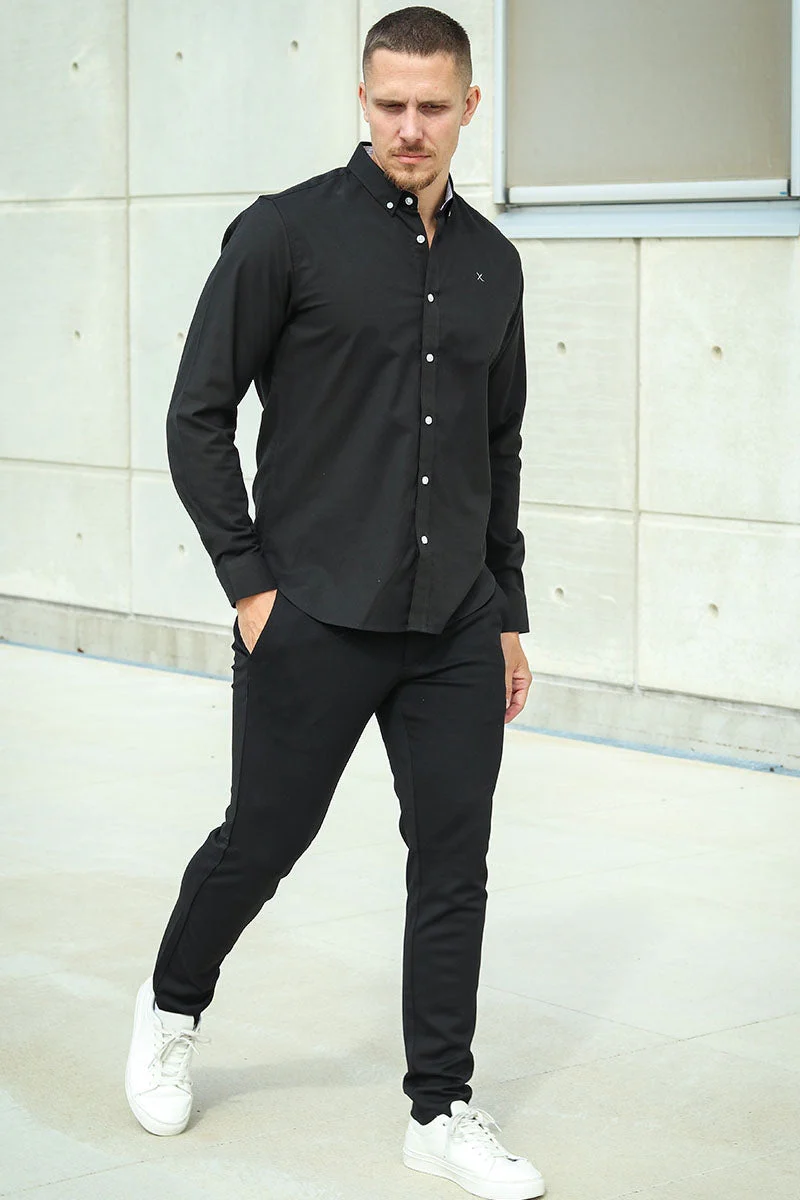 Clean Cut Copenhagen Oxford Stretch Plain L/S Black - Image 3