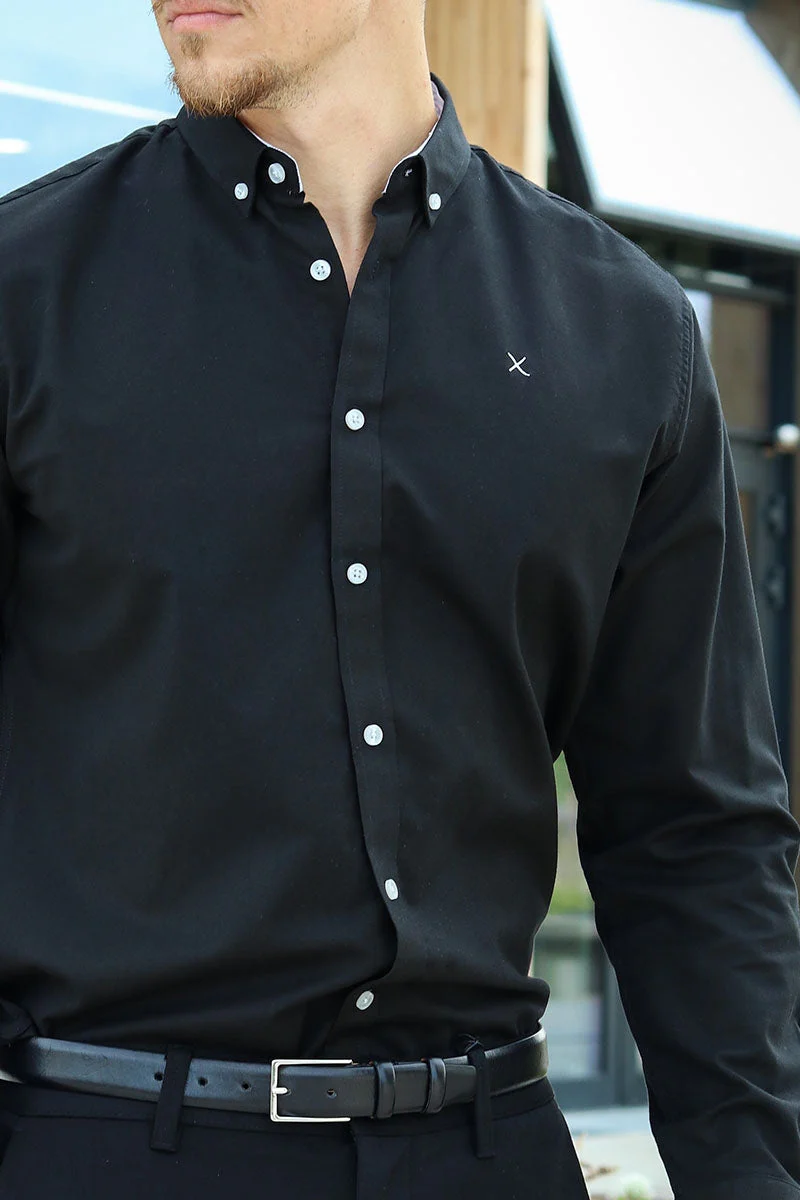 Clean Cut Copenhagen Oxford Stretch Plain L/S Black - Image 4