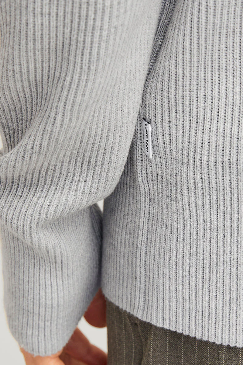 Jack & Jones Perfect Knit Crew Neck Light Grey Melange - Image 4