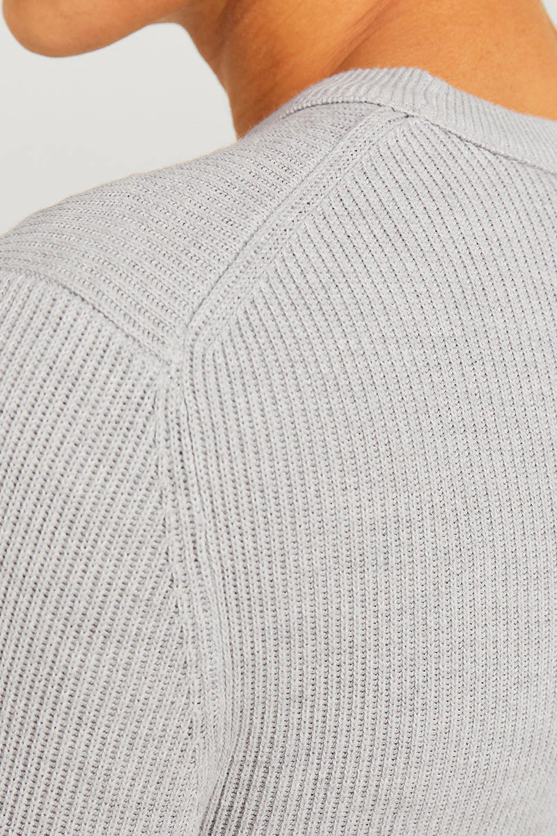 Jack & Jones Perfect Knit Crew Neck Light Grey Melange - Image 5