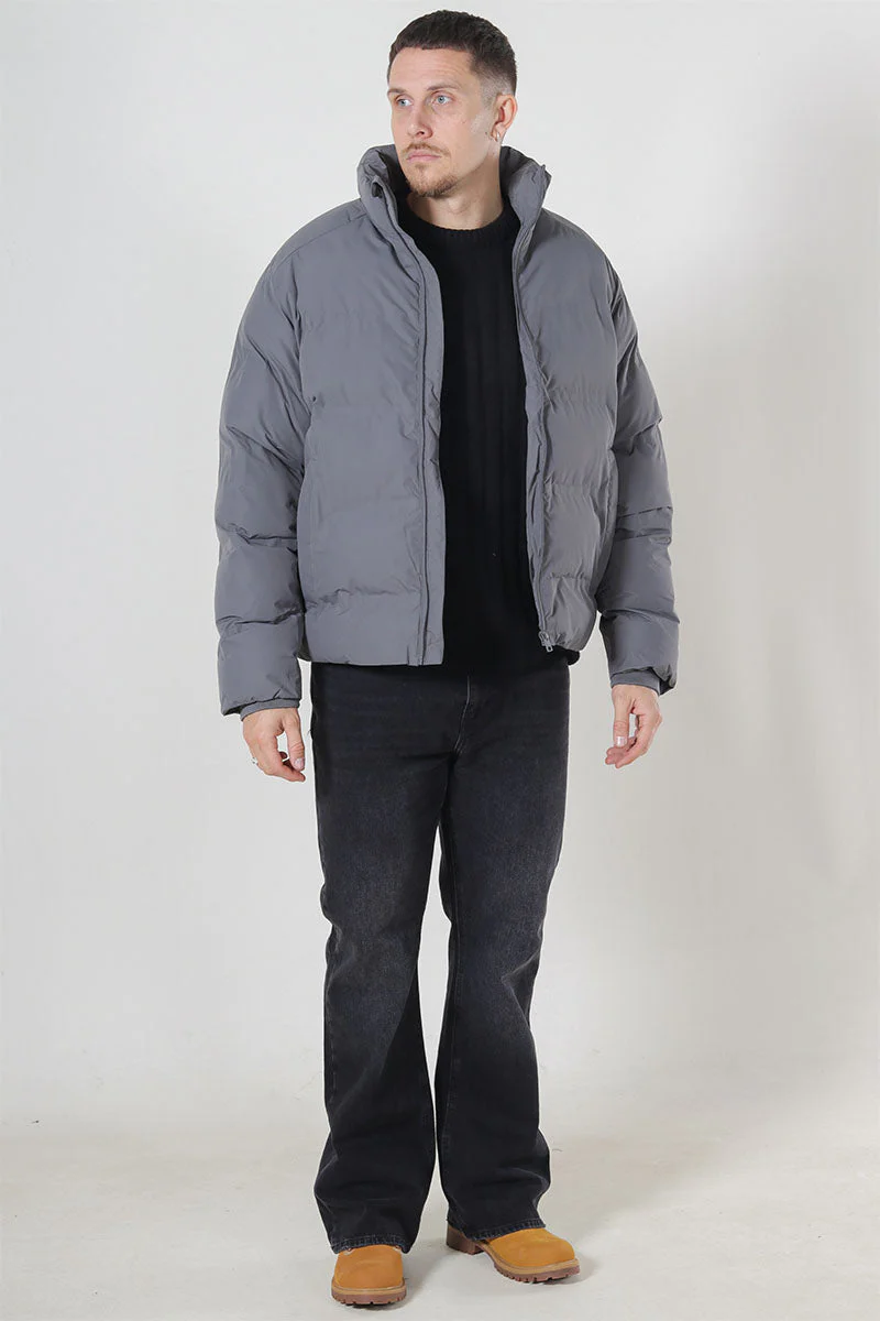 Jack & Jones Soho Puffer Collar Jacket Castlerock - Image 2