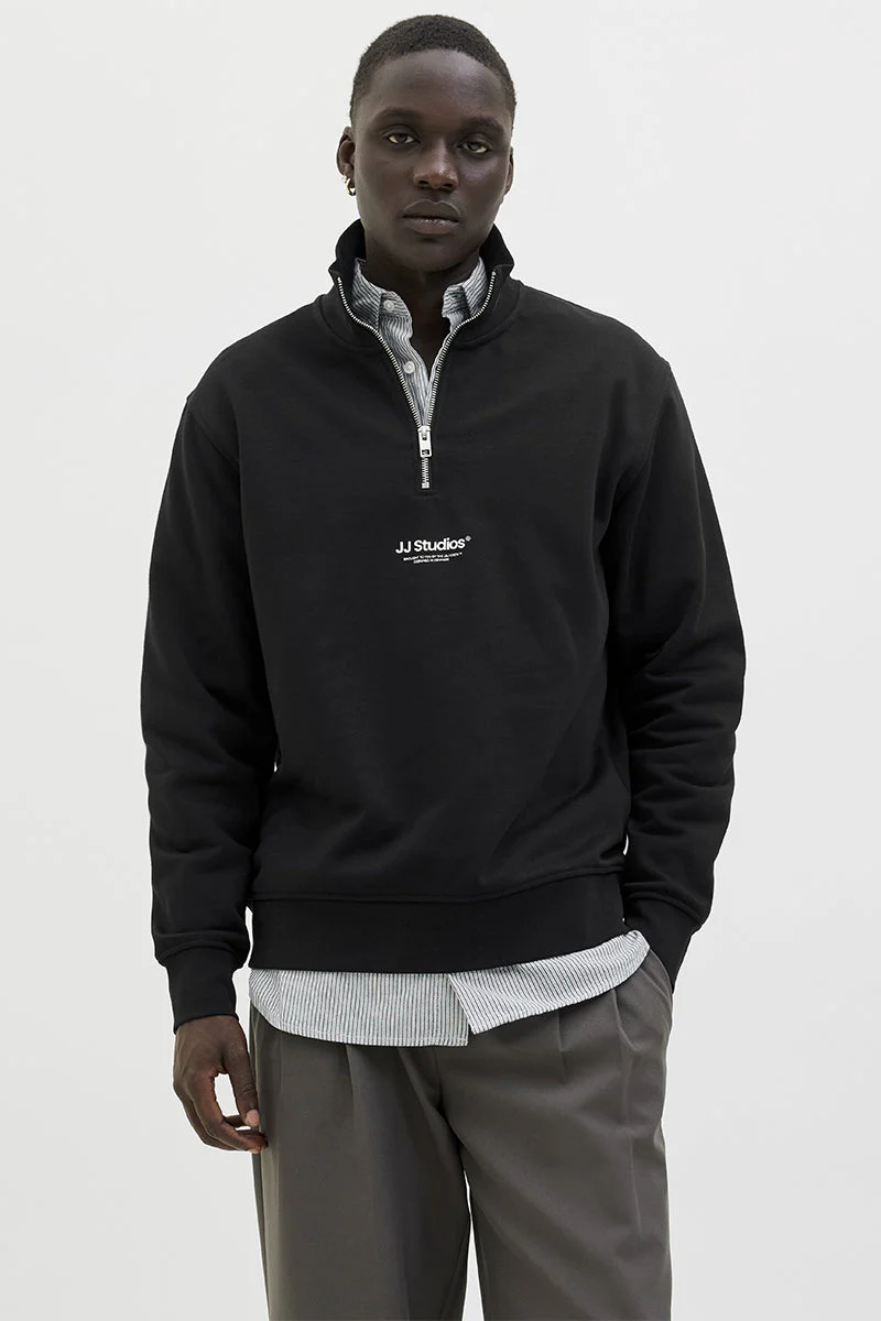 Jack & Jones Soho Sweat Half Zip Black