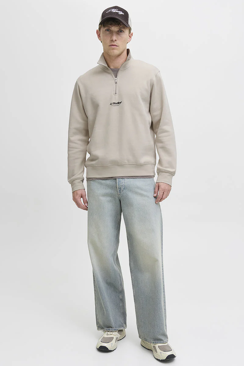 Jack & Jones Soho Sweat Half Zip Moonbeam - Image 2