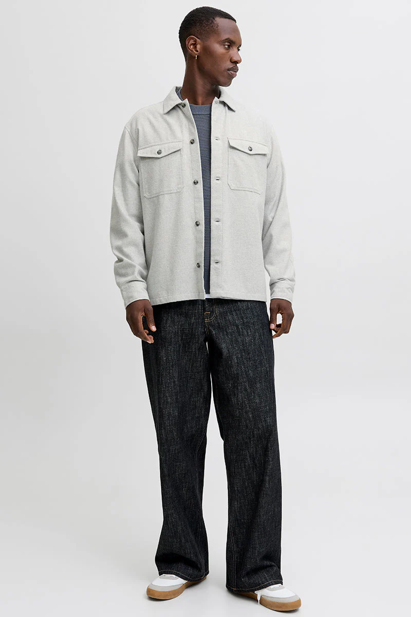 Jack & Jones Perfect Melange Overshirt Light Grey Melange - Image 2