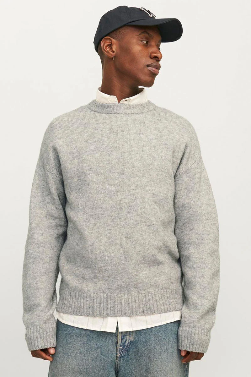 Jack & Jones Soho Ollie Knit Crew Neck Light Grey Melange