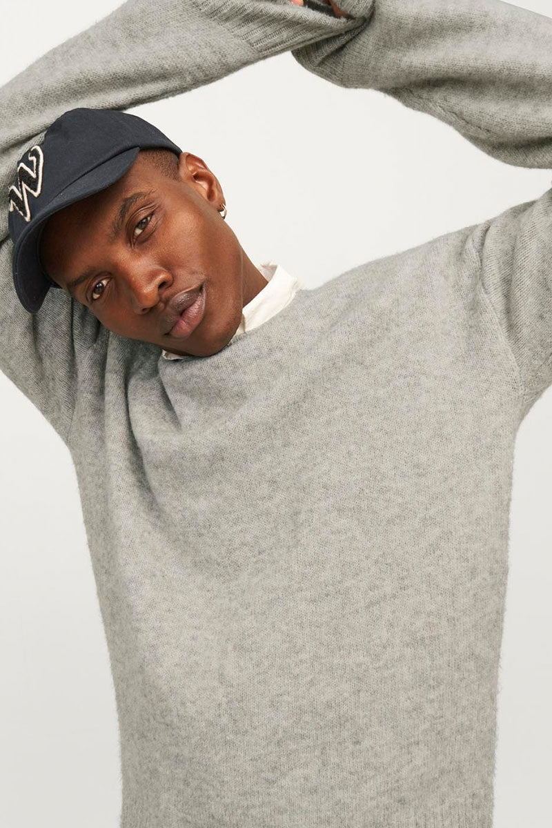 Jack & Jones Soho Ollie Knit Crew Neck Light Grey Melange - Image 3