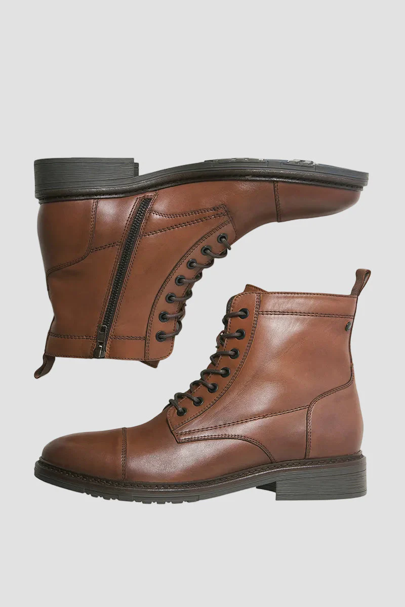 Jack & Jones Wentworth Leather Boots Cognac - Image 7