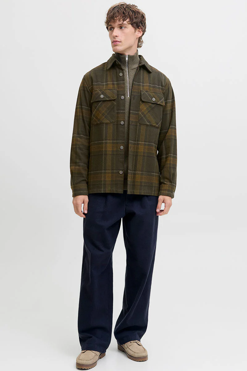 Jack & Jones Rayle Melange Check LS Overshirt Peat - Image 2