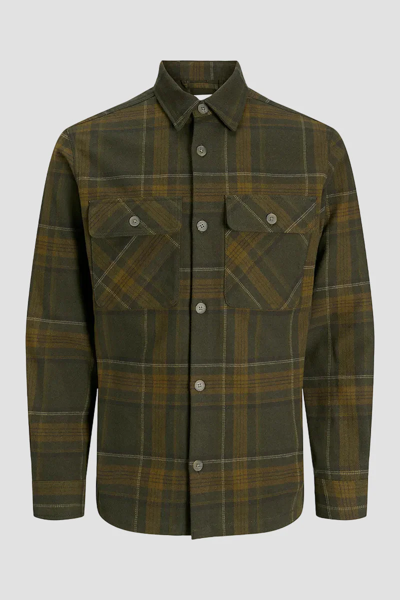 Jack & Jones Rayle Melange Check LS Overshirt Peat - Image 6
