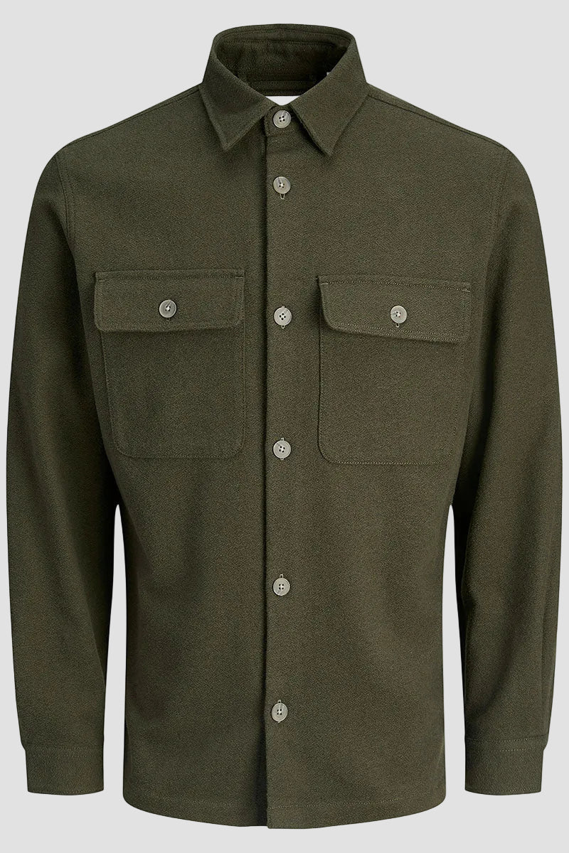 Jack & Jones Rayle Melange Solid LS Overshirt Peat - Image 5
