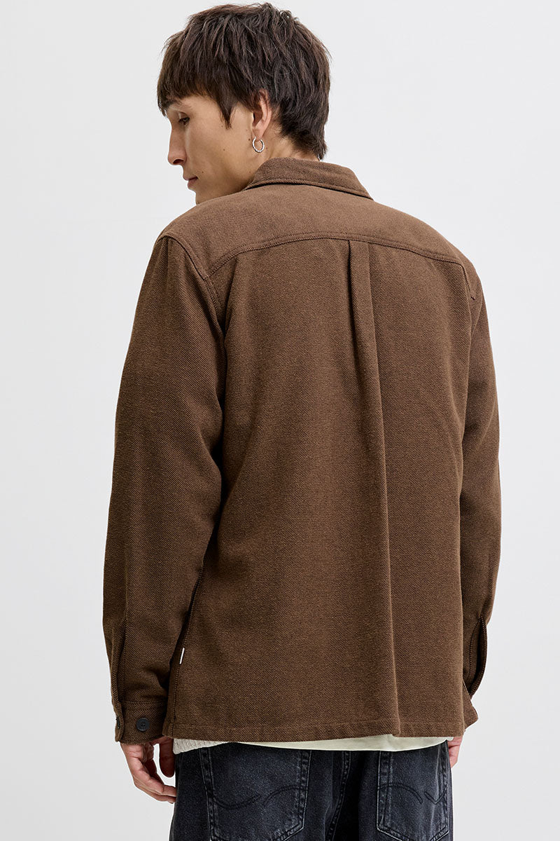 Jack & Jones Rayle Melange Solid LS Overshirt Malt Ball - Image 3