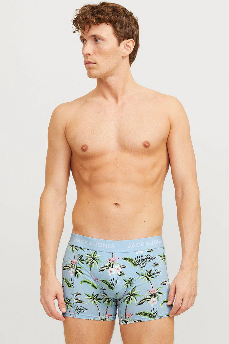 Jack & Jones Flower Bird Trunks 3-Pack Chambray Blue - Image 3