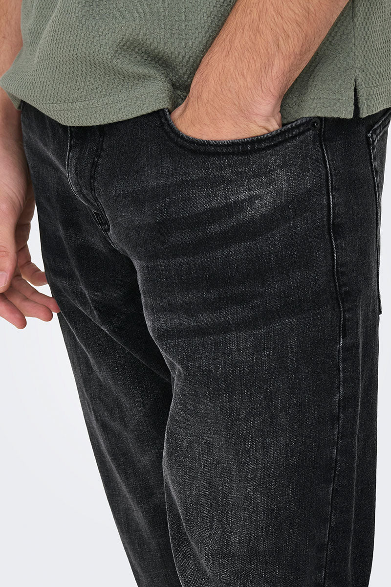 Only & Sons Weft Regular Fit 4101 Washed Black - Image 3