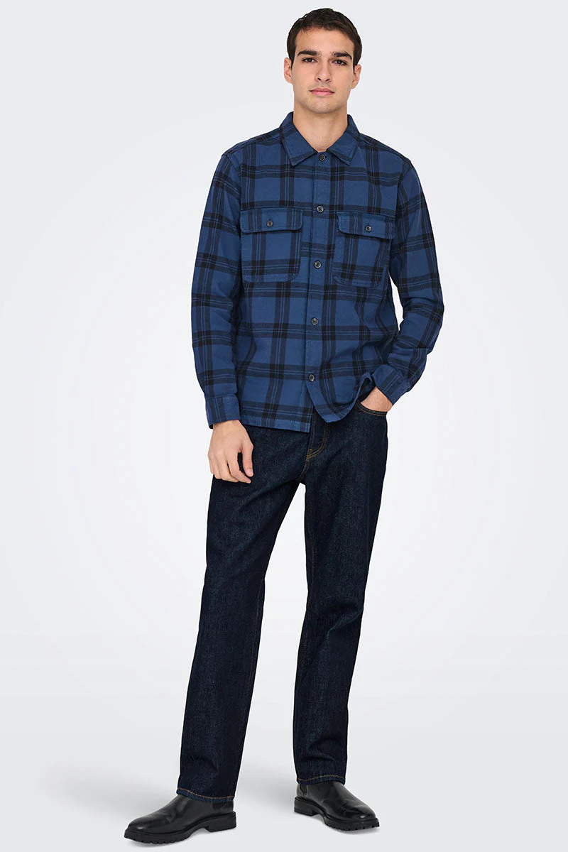 ONLY & SONS Edge Straight Fit Jeans Dark Blue Denim - Image 2