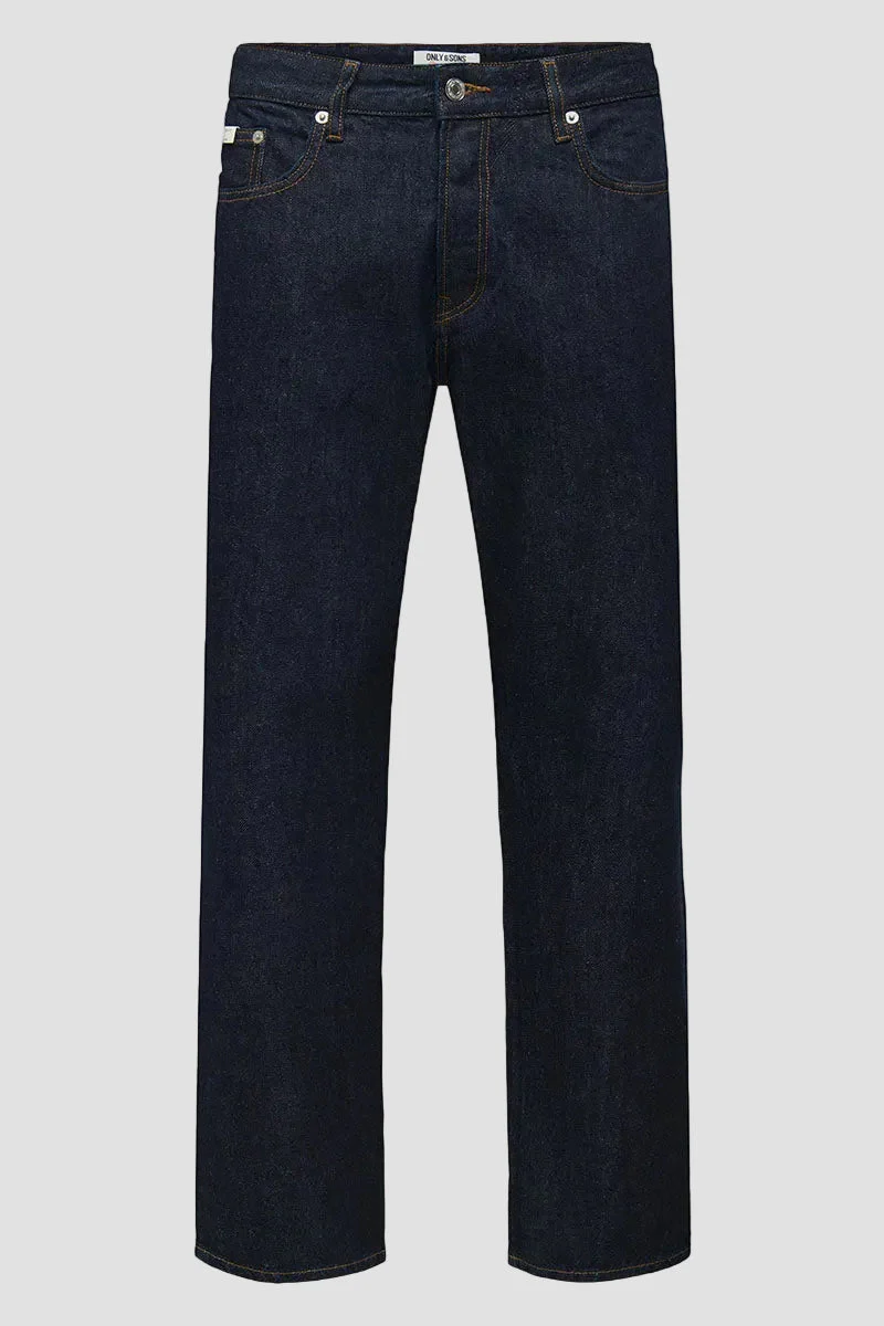 ONLY & SONS Edge Straight Fit Jeans Dark Blue Denim - Image 6