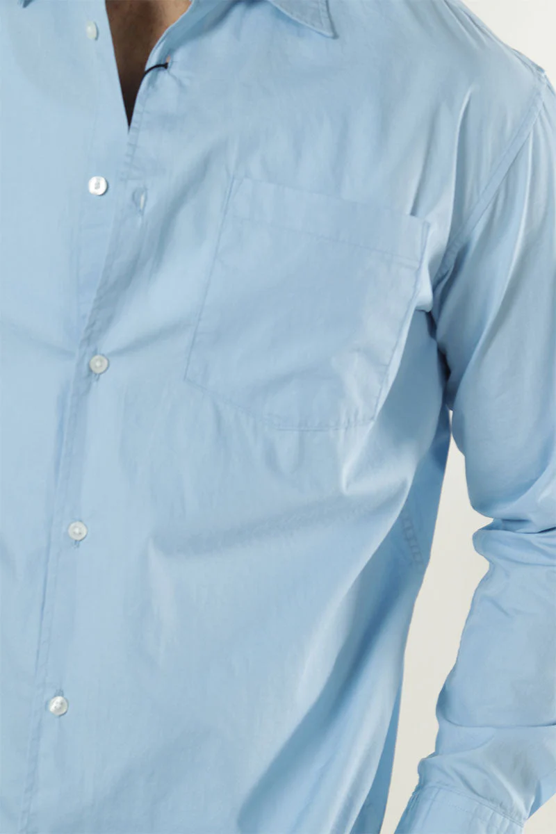 Jack & Jones Cody Relaxed Fit Poplin LS Shirt Chambray Blue - Image 6