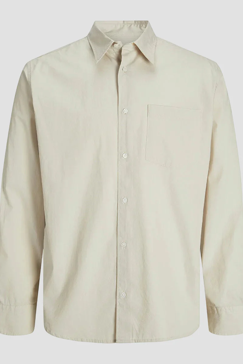 Jack & Jones Cody Relaxed Fit Poplin LS Shirt Moonbeam - Image 7