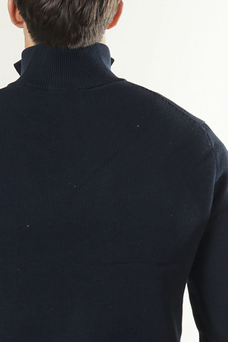 Selected Dane LS Structure Knit Half Zip Sky Captain - Image 4