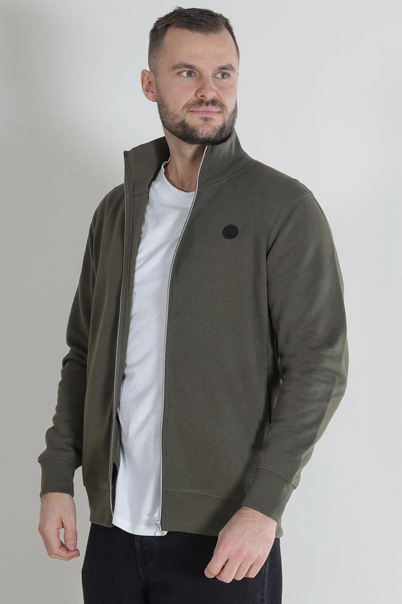 Kronstadt Lars Badge Zip Sweat Army - Image 3