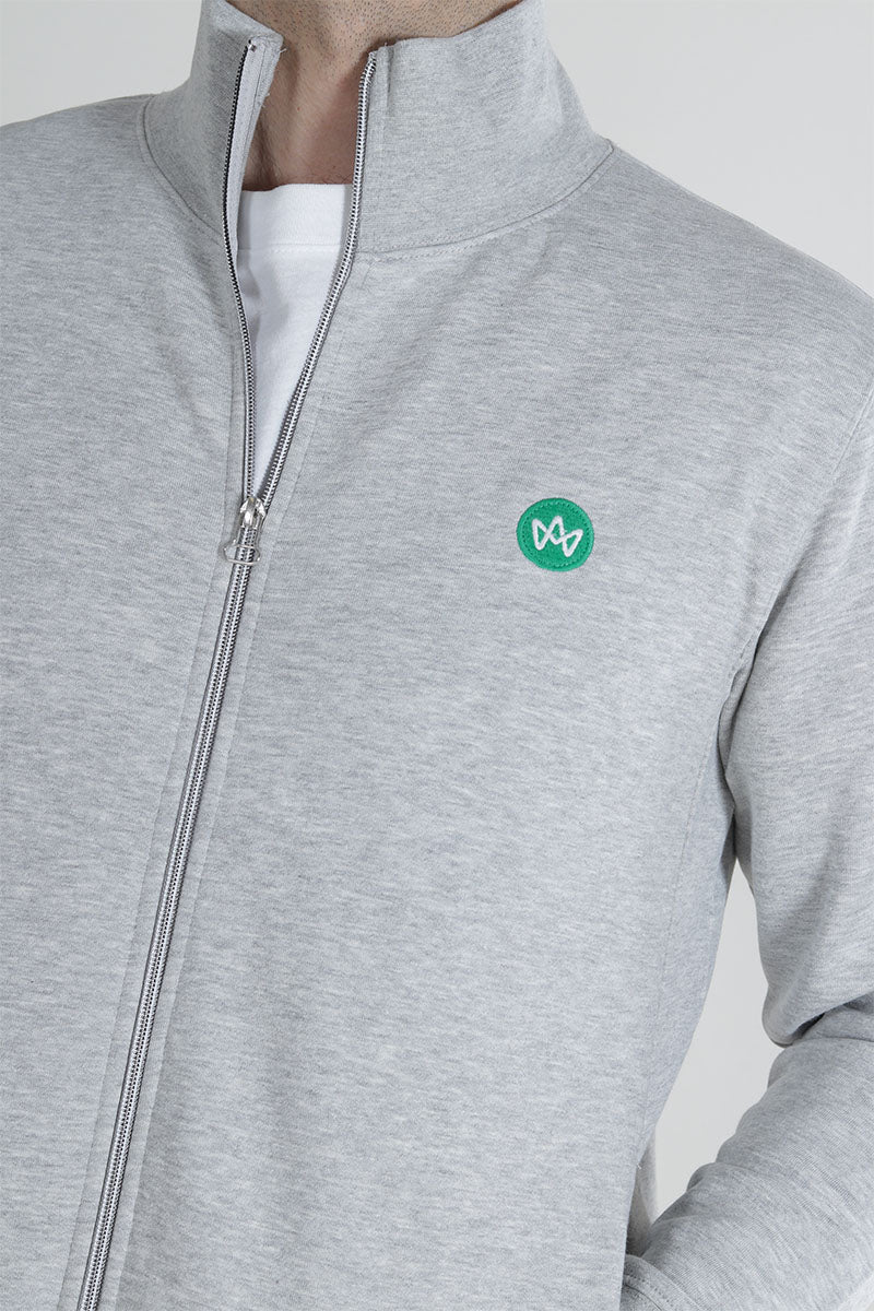 Kronstadt Lars Badge Zip Sweat Lt Grey Mix - Image 4