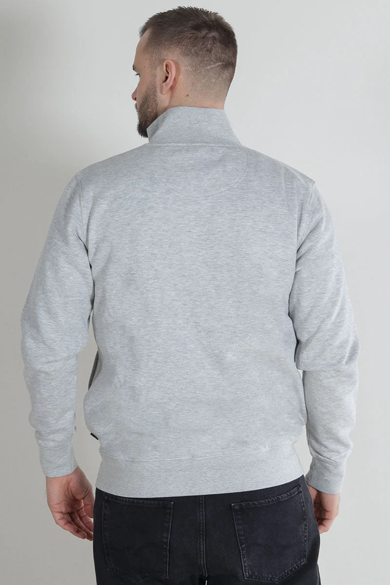 Kronstadt Lars Badge Zip Sweat Lt Grey Mix - Image 6