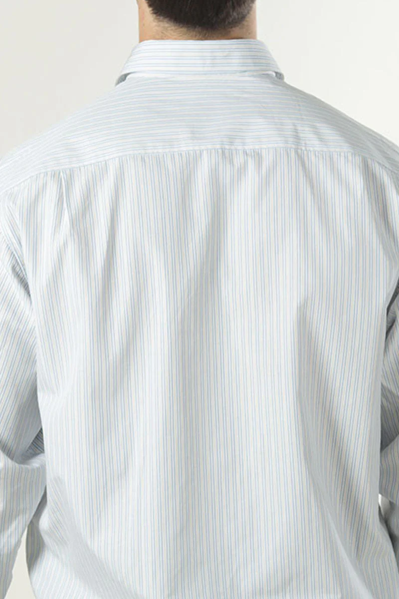 Selected Timben Stripe LS Poplin Shirt Cashmere Blue - Image 4