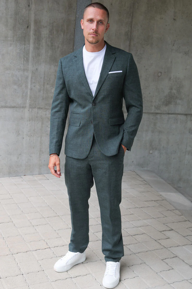 Selected Slim Oasis Linen Pants Dark Green - Image 2
