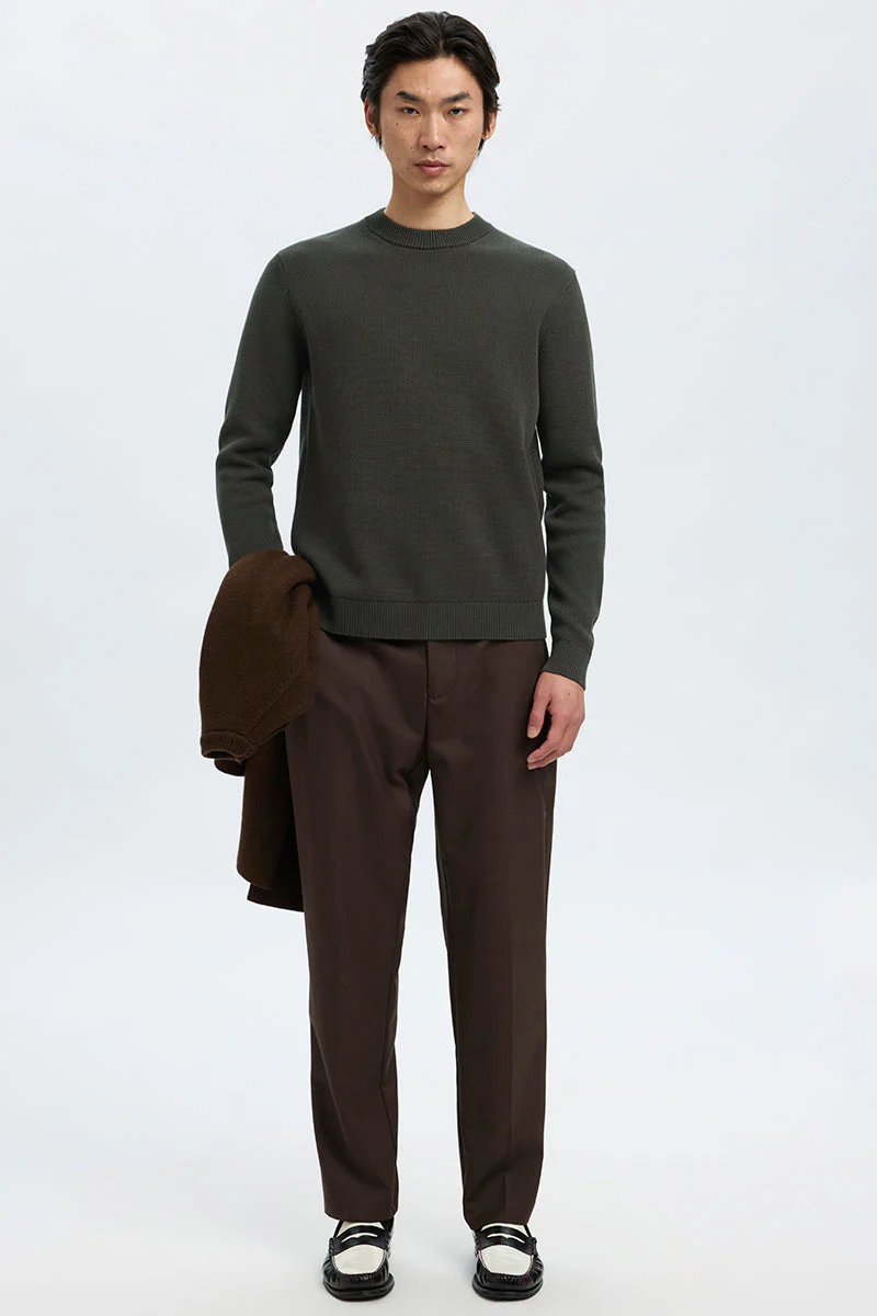 Selected Dane LS Structure Knit Crew Neck Deep Forest - Image 2