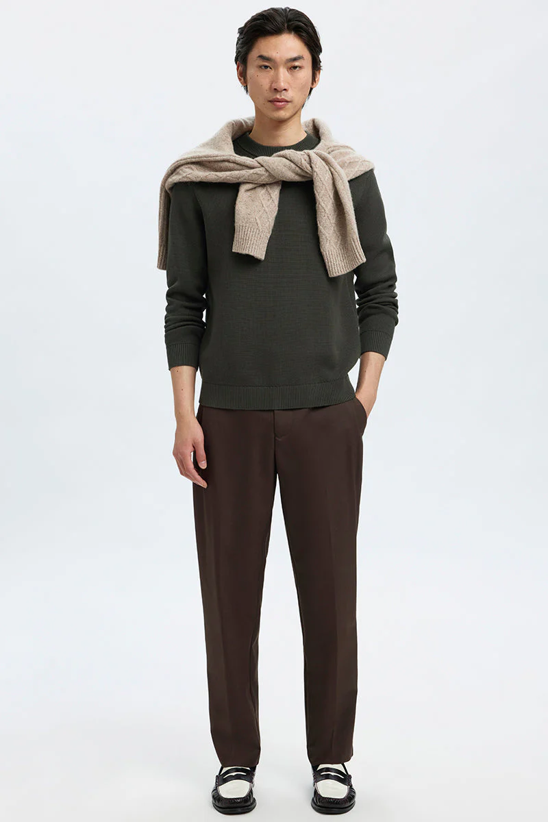 Selected Dane LS Structure Knit Crew Neck Deep Forest - Image 3