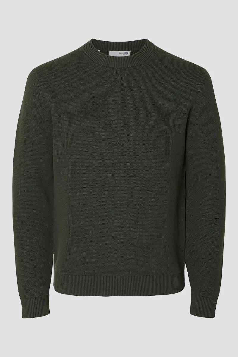 Selected Dane LS Structure Knit Crew Neck Deep Forest - Image 5