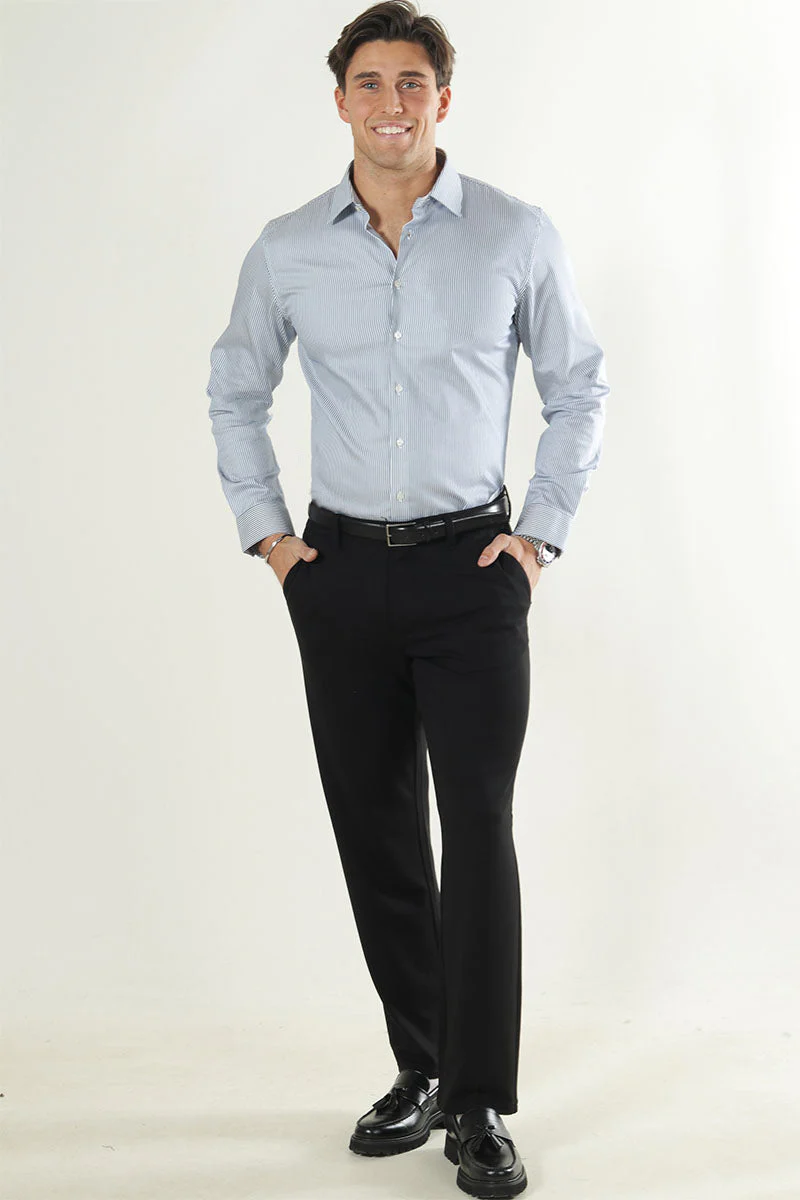 Selected Performance Stretch LS Shirt True Navy Stripe - Image 2