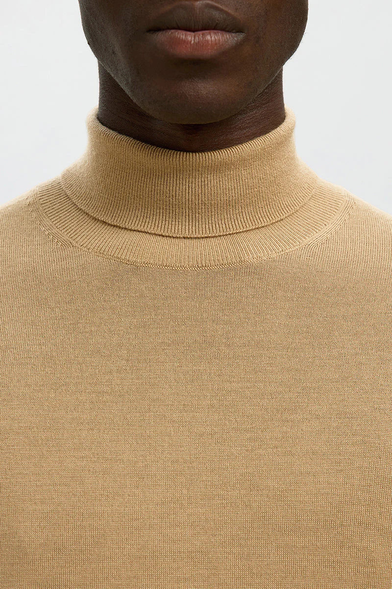Selected Tray LS Merino Knit Roll Neck Kelp - Image 3