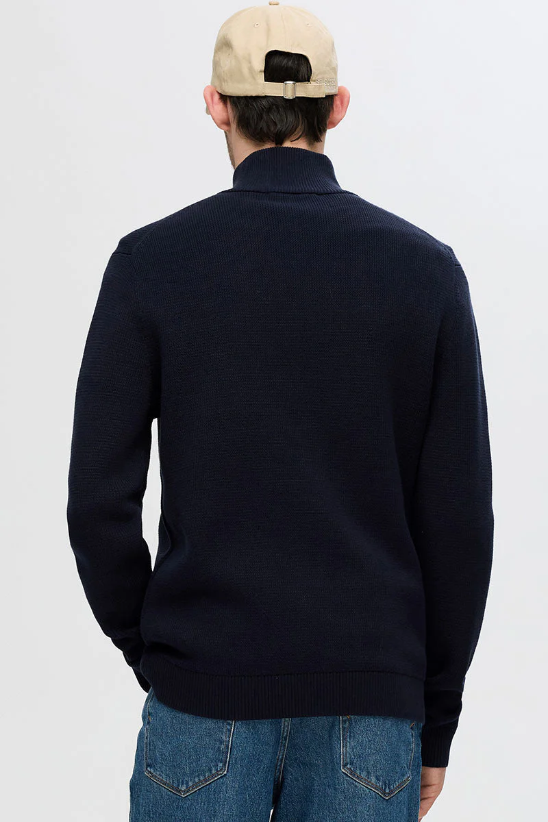 Selected Dane Structure Knit Full Zip Sky Captain - Image 5