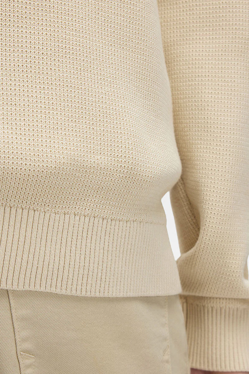 Selected Dane Structure Knit Full Zip Oatmeal - Image 4