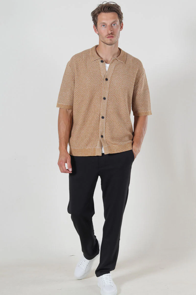 Selected Ginger SS Knit Relaxed Fit Polo Chipmunk - Image 2