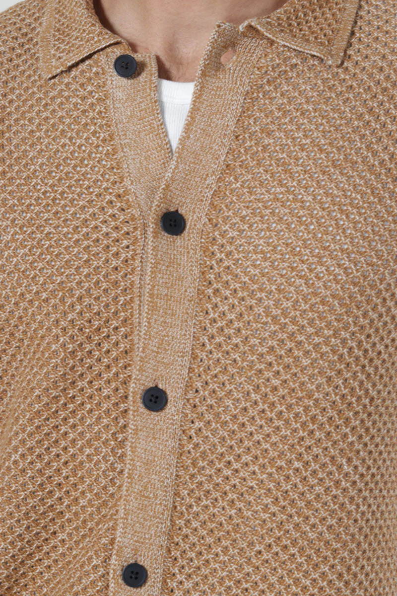 Selected Ginger SS Knit Relaxed Fit Polo Chipmunk - Image 3