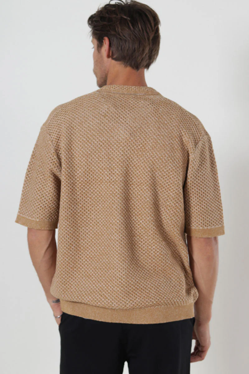 Selected Ginger SS Knit Relaxed Fit Polo Chipmunk - Image 4