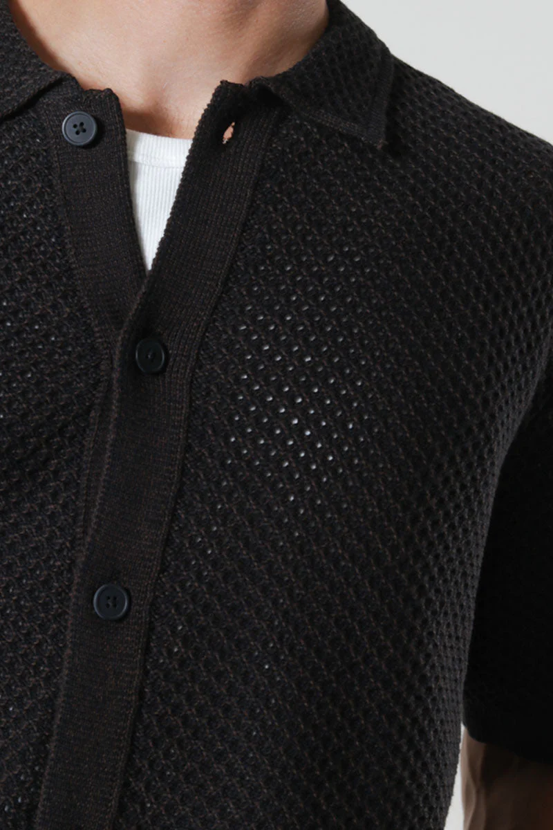 Selected Ginger SS Knit Relaxed Fit Polo Black - Image 3