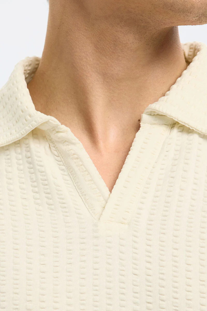 Selected Blake Split Neck Regular Fit SS Polo Egret - Image 3